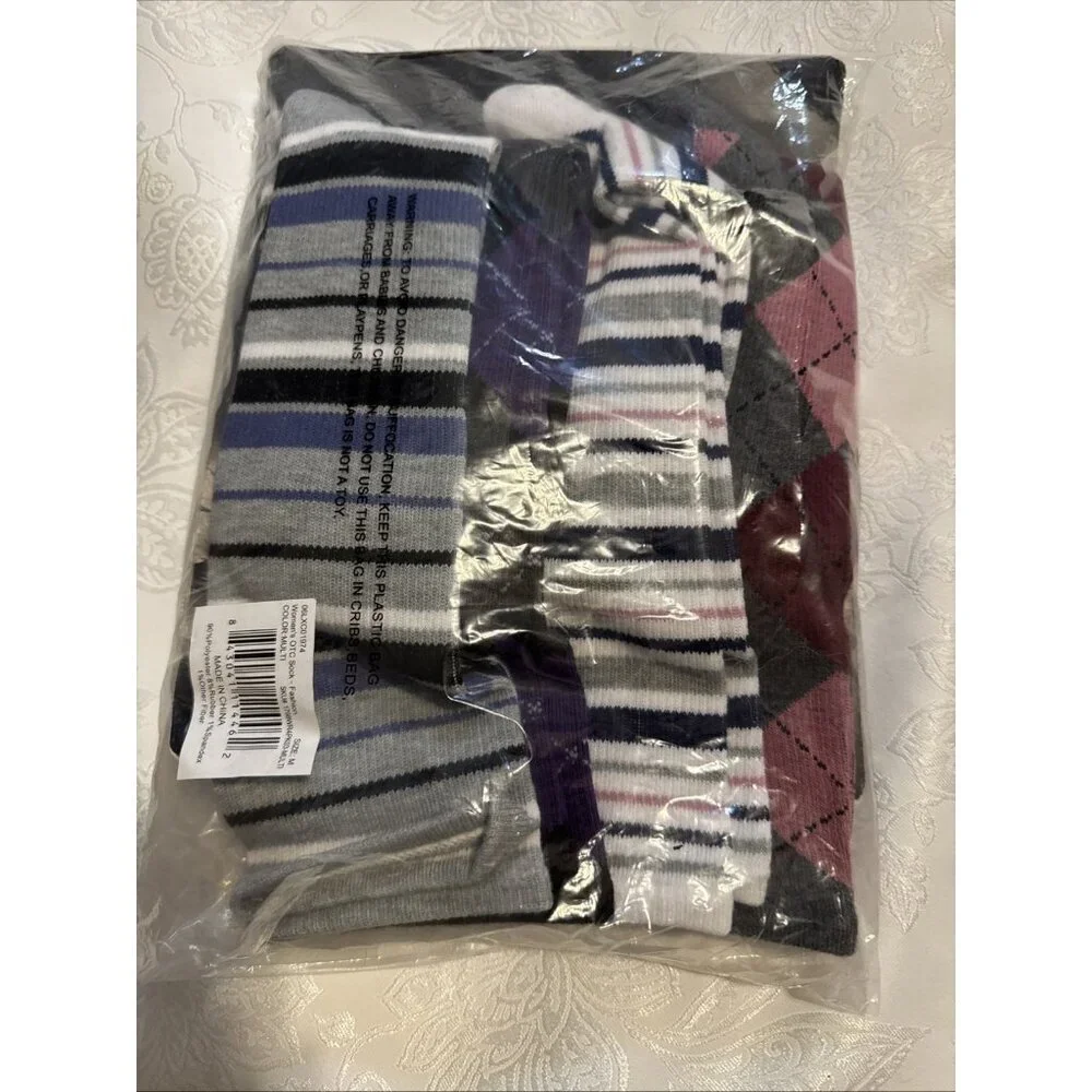 Tommie Copper 4 Pack SnugStay Knee High Compression Socks Argyle Stripe 7-9.5